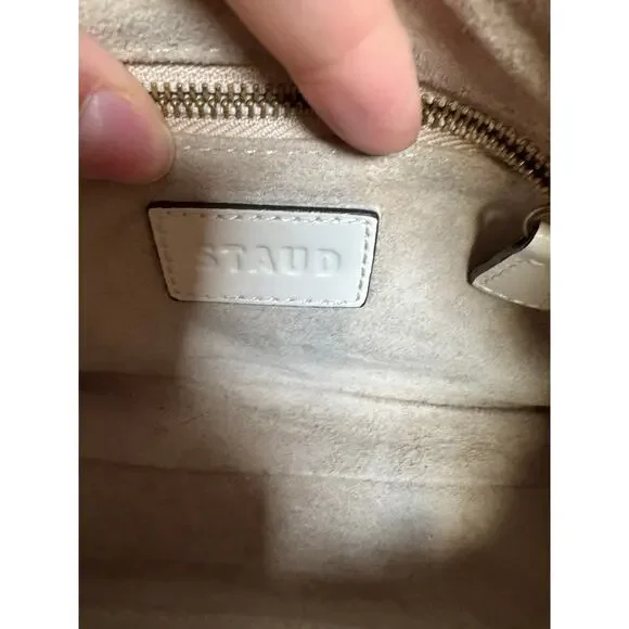 STAUD Kaia Cream Leather Shoulder Bag - - Picture 9 of 9